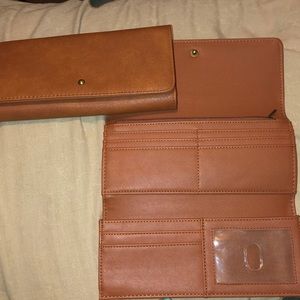 Cognac trifold wallet